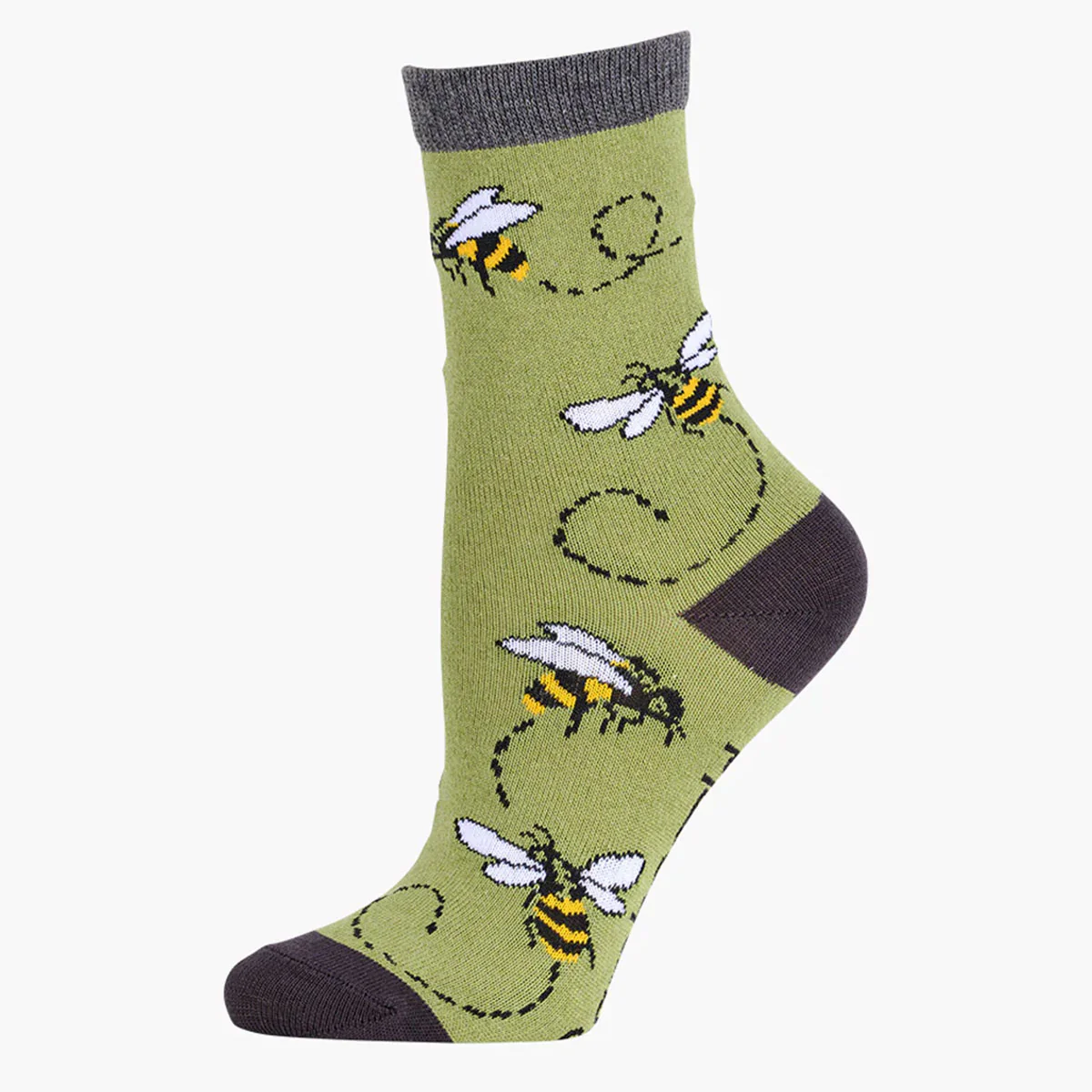 Socks Buzzing Bee Green Kids Bamboo - Pussyfoot Socks