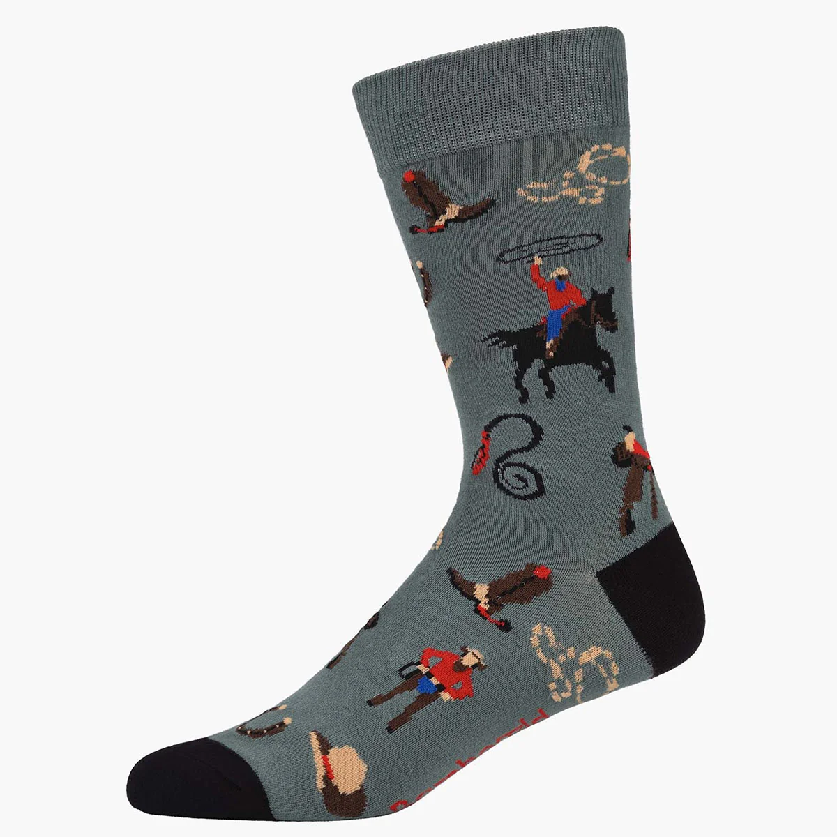 Socks Ride Em Cowboy Khaki Bamboo M7-11 - Pussyfoot Socks