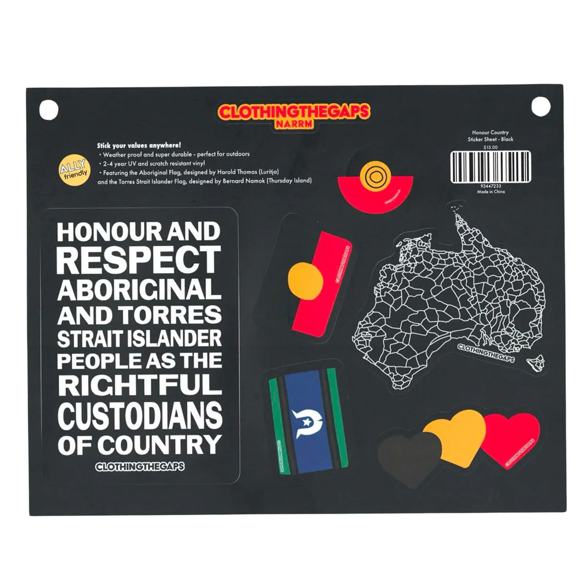 Sticker Sheet Honour Country Black - Clothing The Gaps