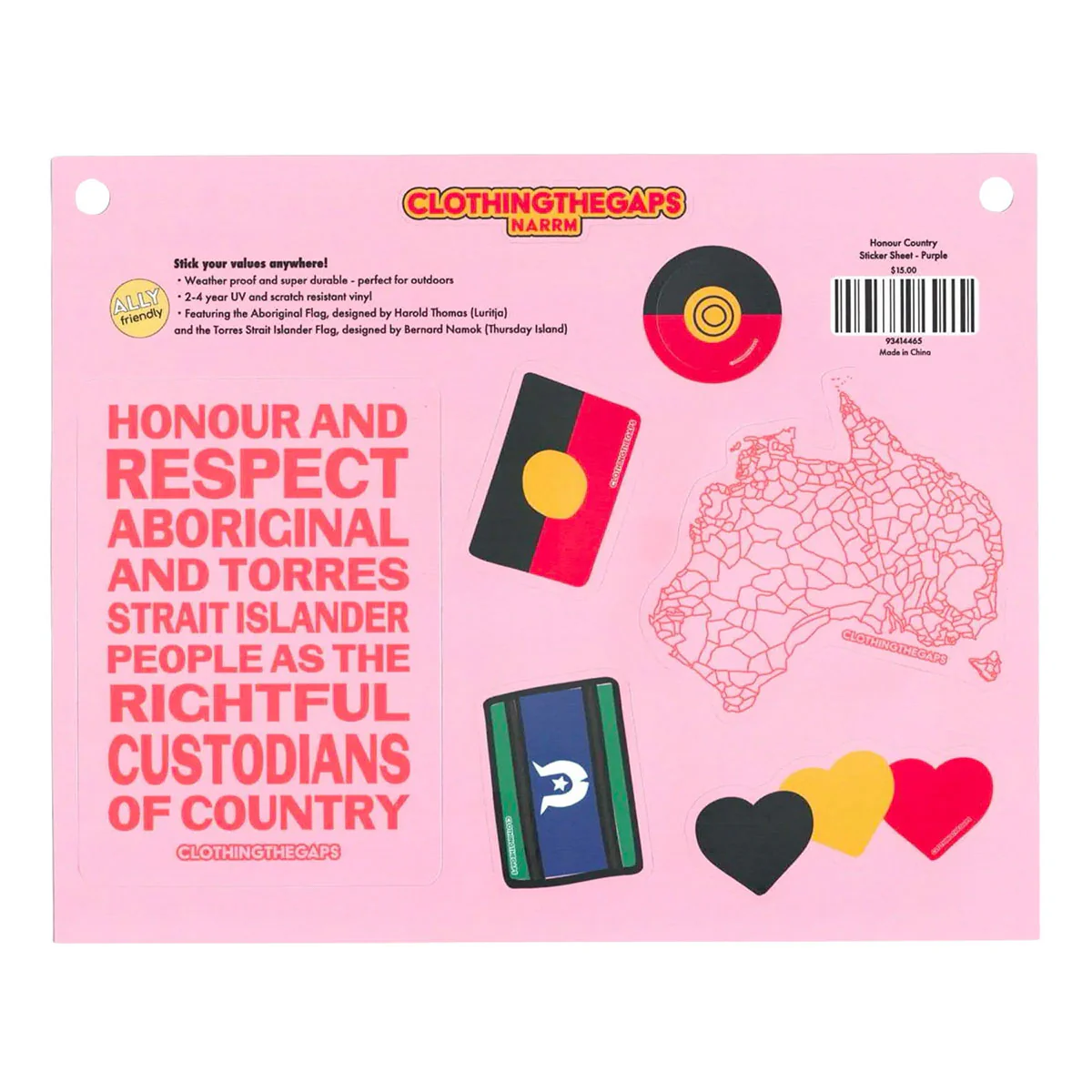Sticker Sheet Honour Country - Clothing The Gaps