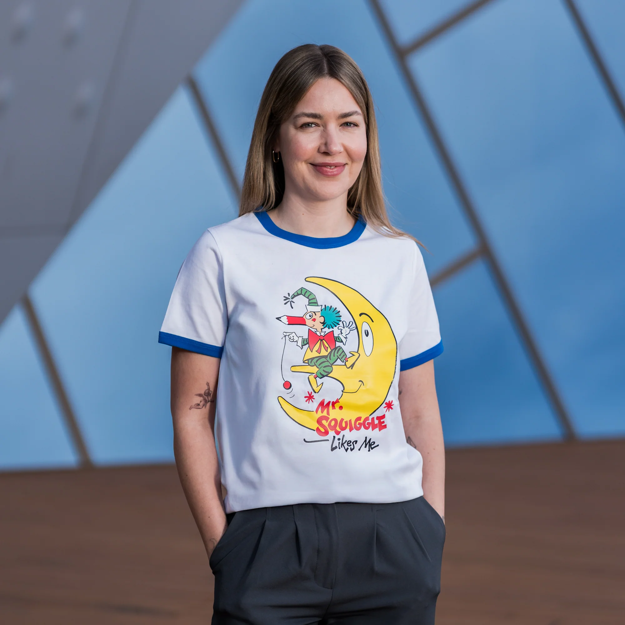 T-shirt Adult White/Blue Mr Squiggle Likes Me - Image 4