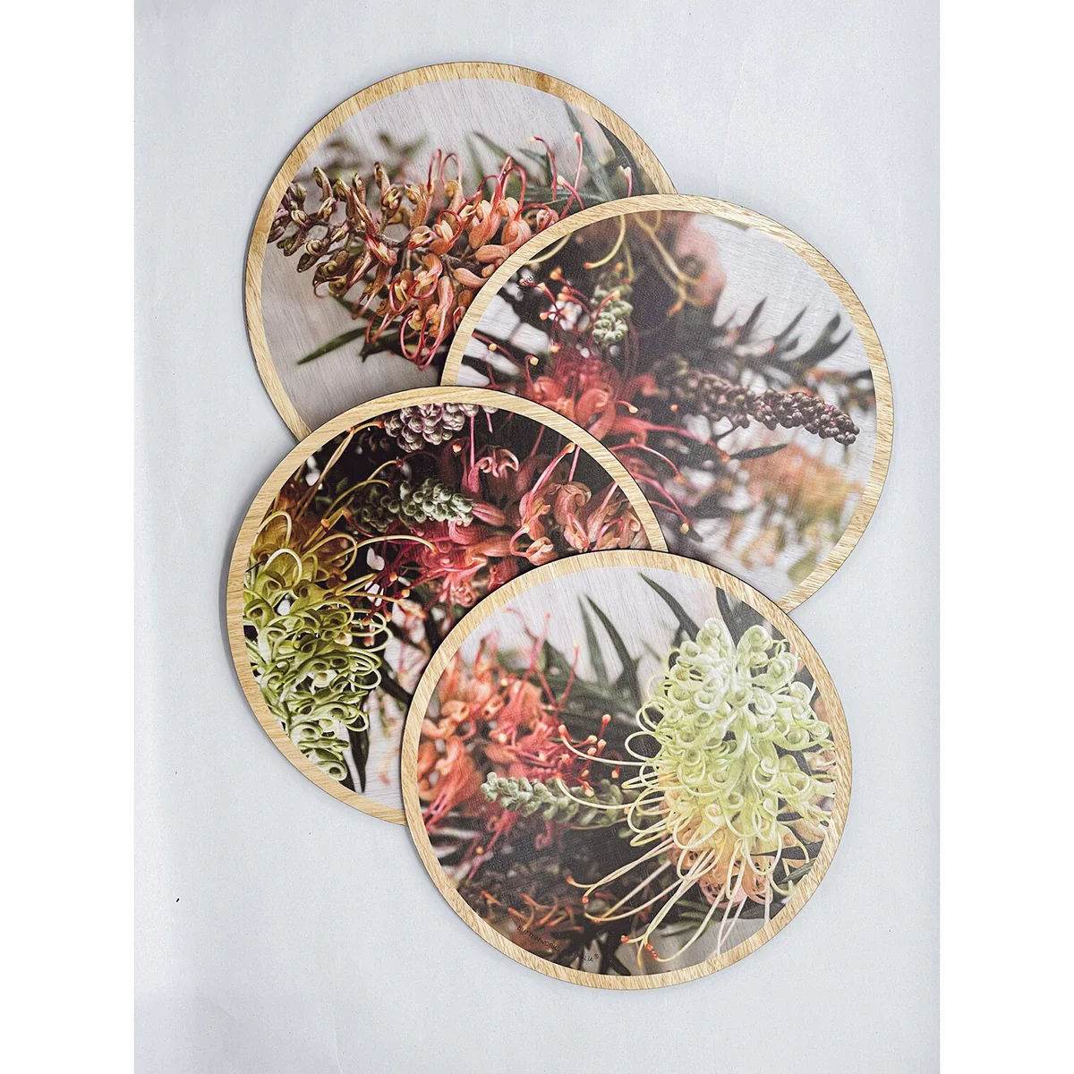 Table Mat Round Botanic Grevillea Coloured Set of 4 - ButtonWorks - Image 3