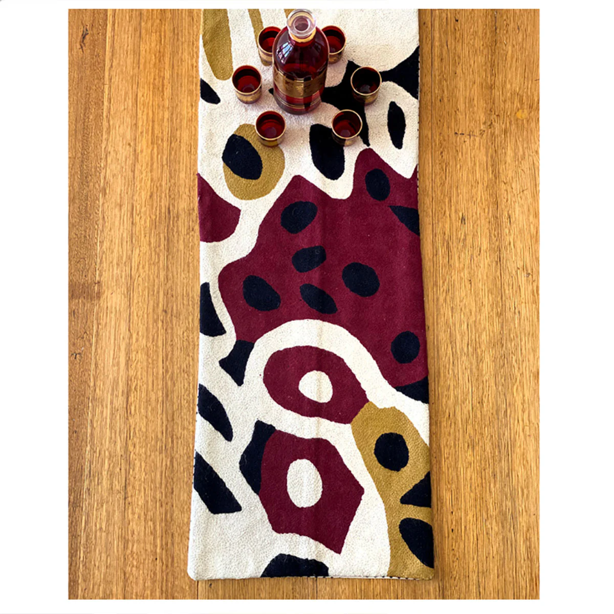 Table Runner Wool Chain Stitch Anmanari Brown ABR800 - Better World Arts