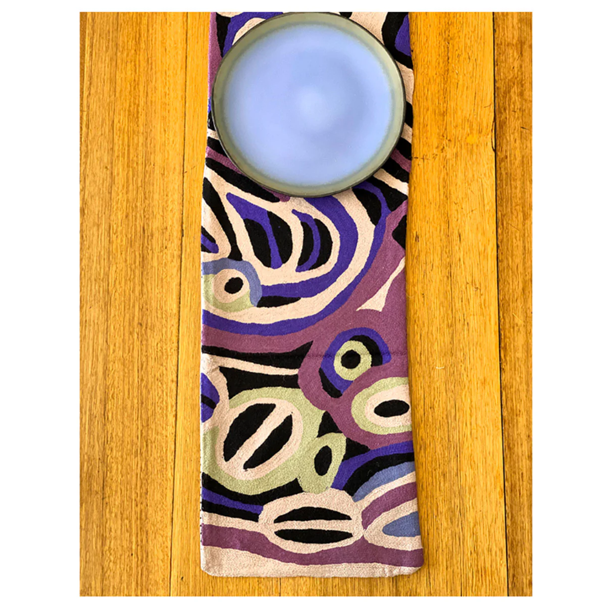 Table Runner Wool Chain Stitch Anmanari Brown ABR836 - Better World Arts