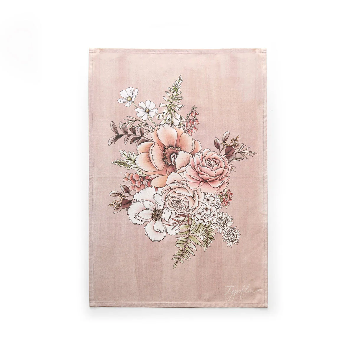 Tea Towel Art Latte Peony - TypoFlora