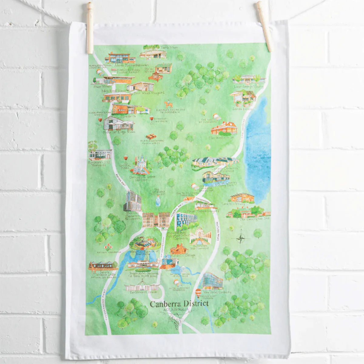 Tea Towel Wine Map Canberra Region - Brighton House Decor