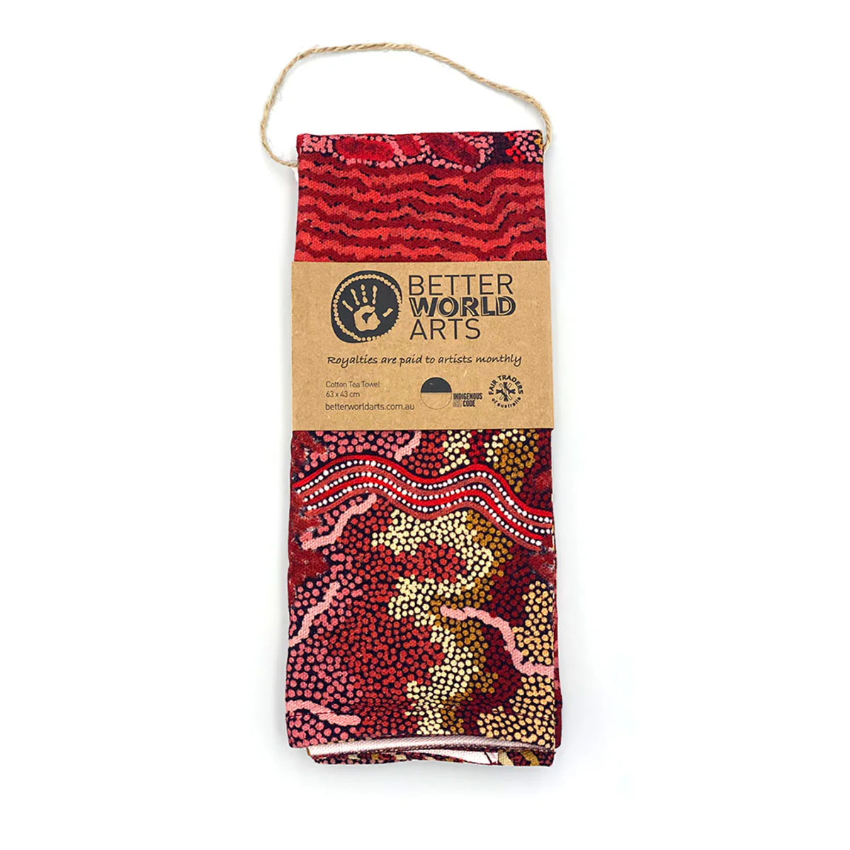 Tea Towel Family and Country Damien and Nyinkalya Marks DYM931 - Better World Arts - Image 2