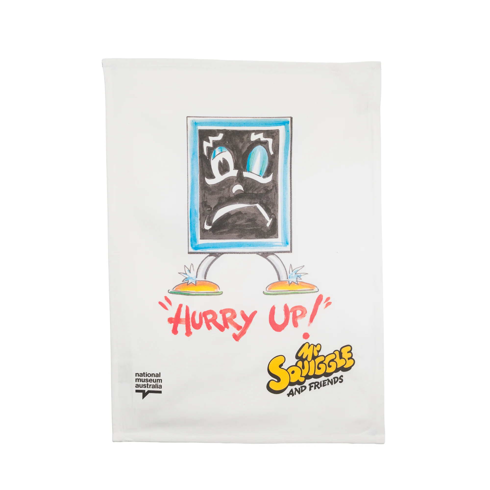 Teatowel Organic Cotton White Mr Squiggle & Blackboard