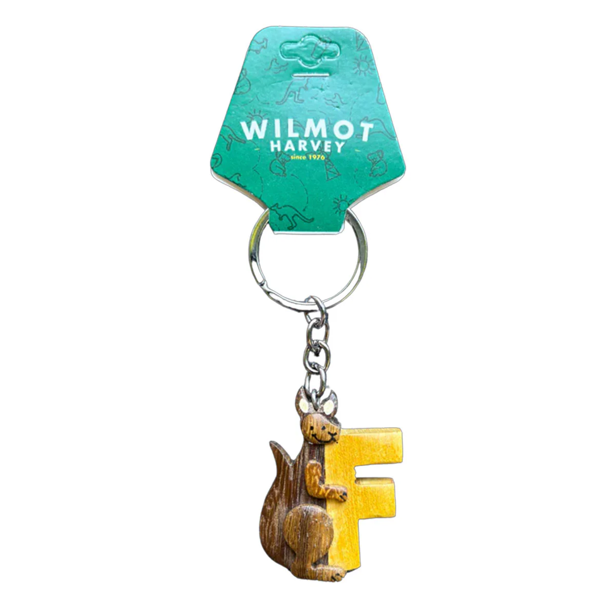 Timber Keyring F Kangaroo Alphabet Range - Wilmot Harvey