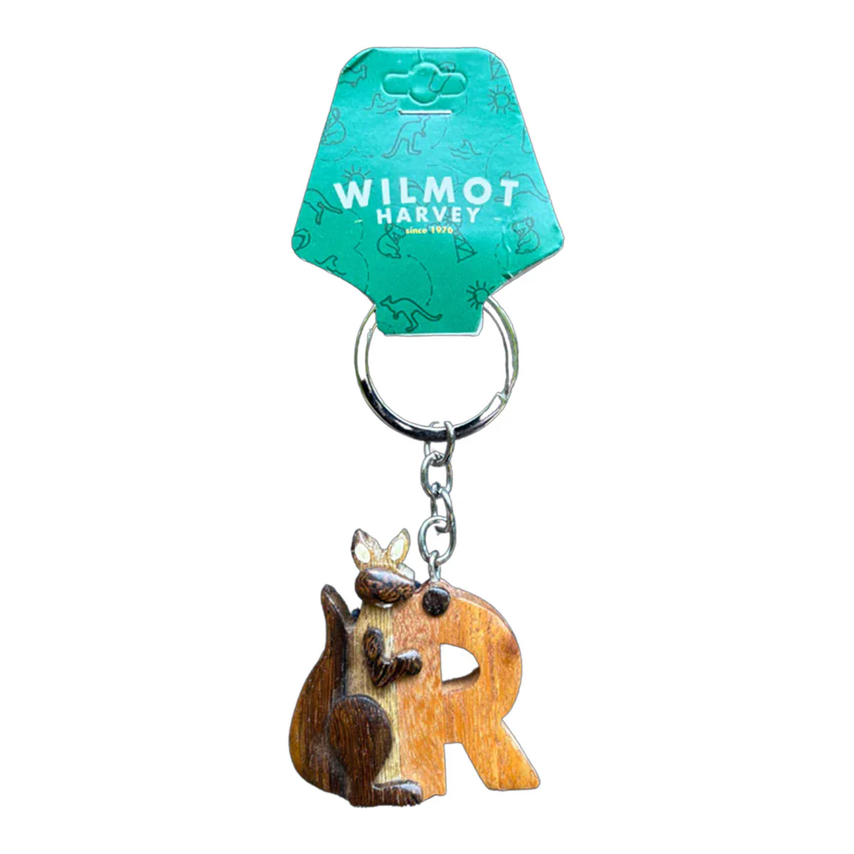 Timber Keyring R Kangaroo Alphabet Range - Wilmot Harvey