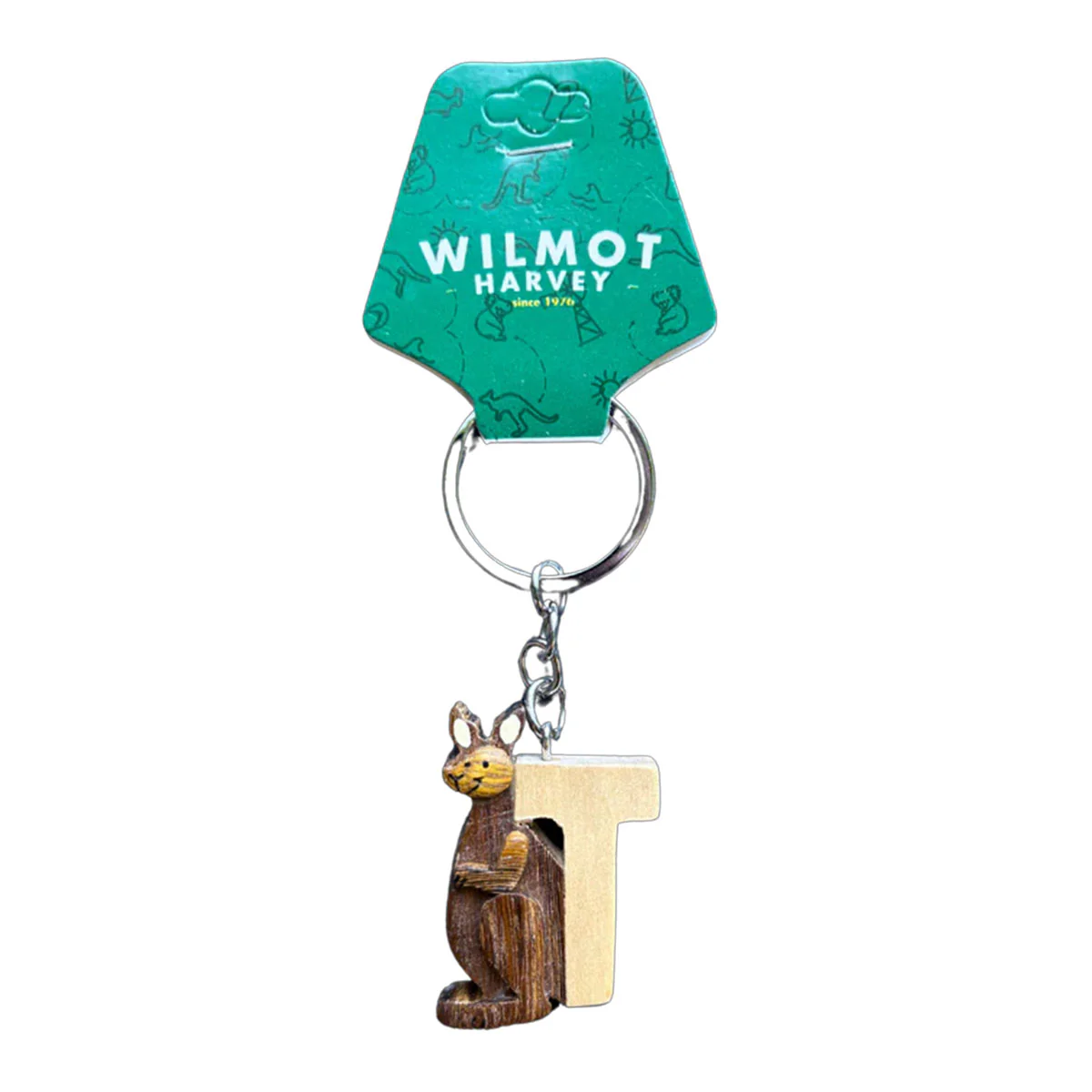 Timber Keyring T Kangaroo Alphabet Range - Wilmot Harvey