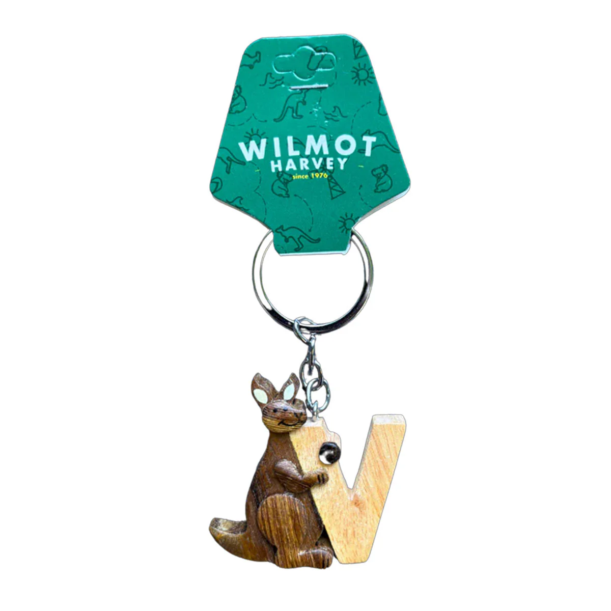 Timber Keyring V Kangaroo Alphabet Range - Wilmot Harvey