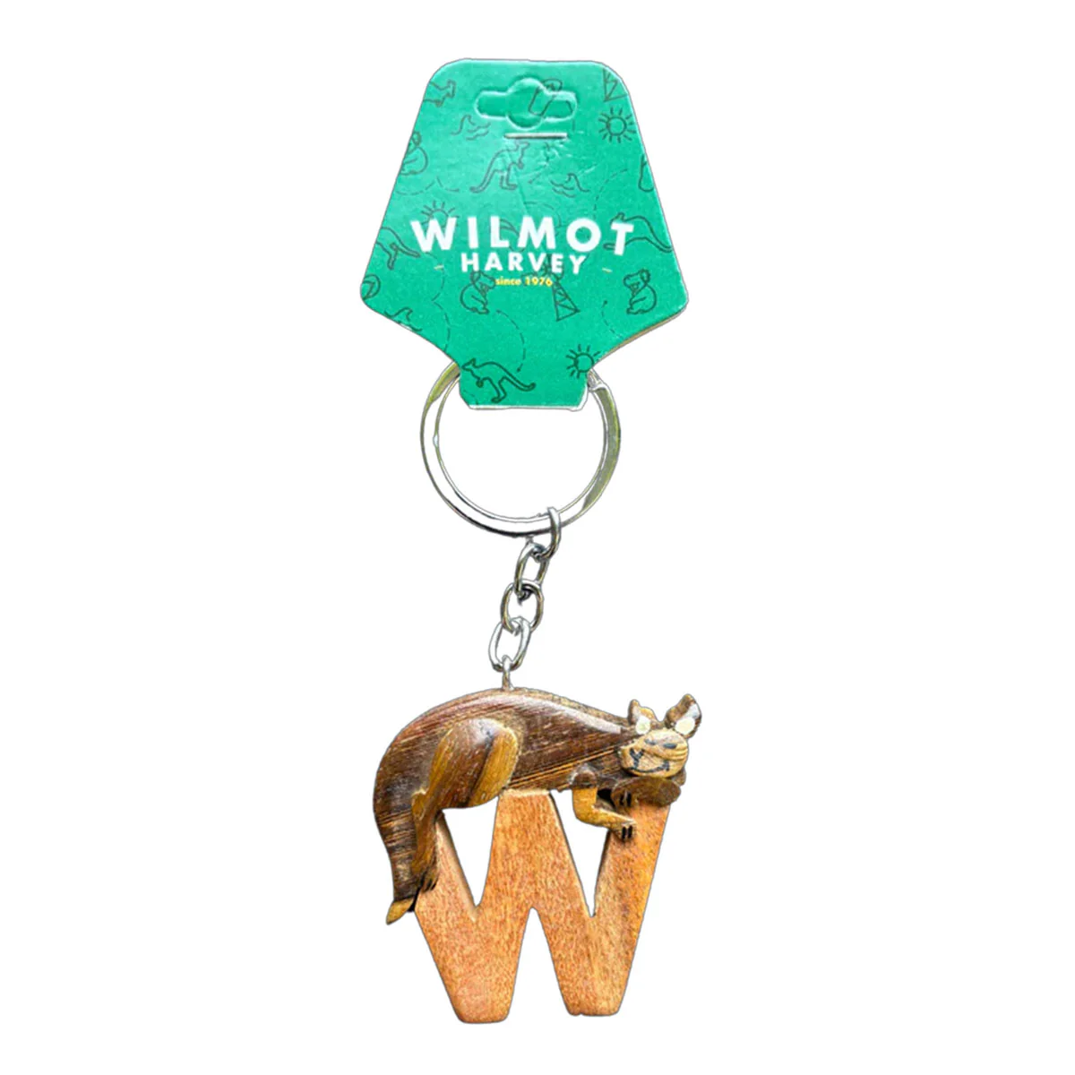 Timber Keyring W Kangaroo Alphabet Range - Wilmot Harvey