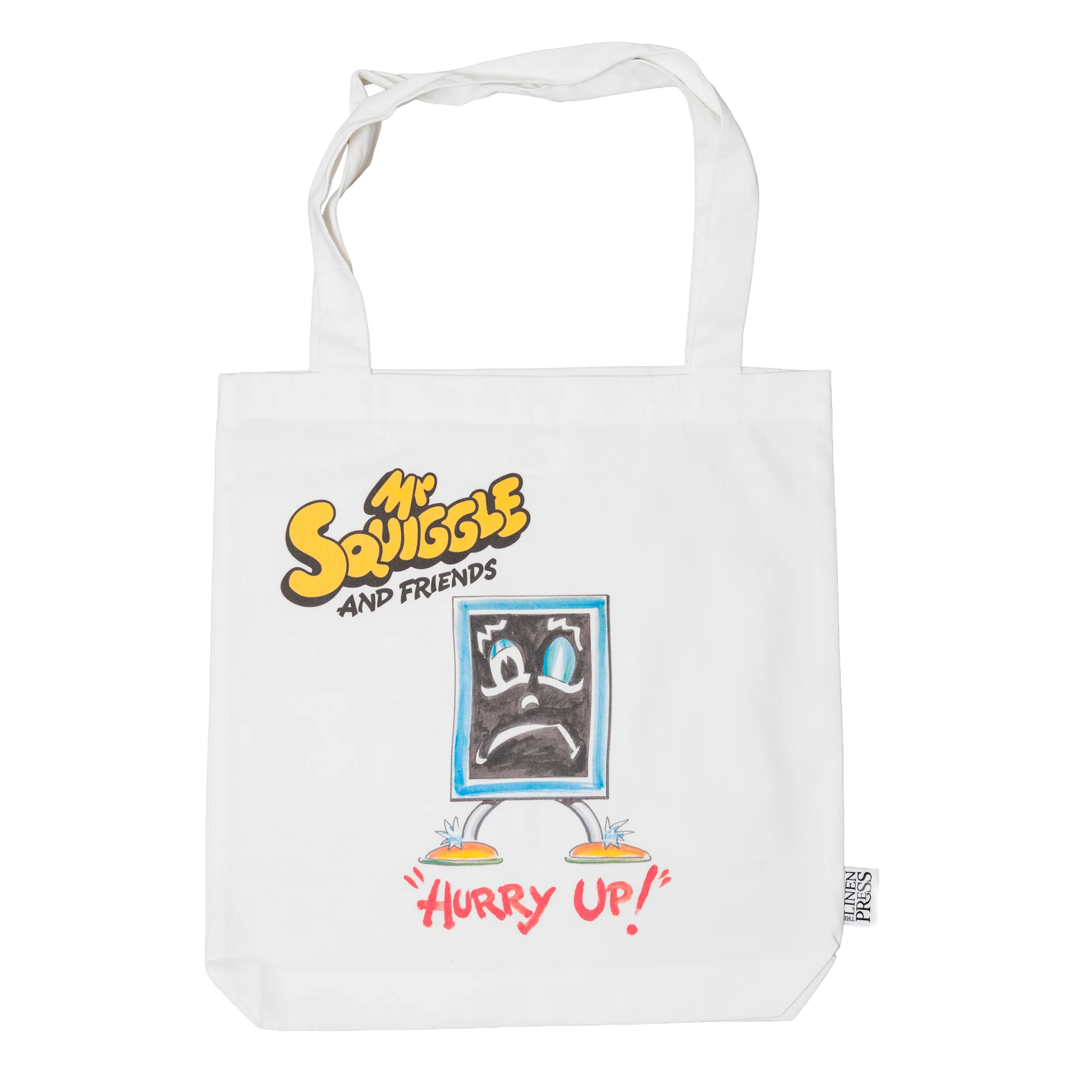 Tote Bag Organic Cotton White Mr Squiggle and Blackboard - Branded Ideas