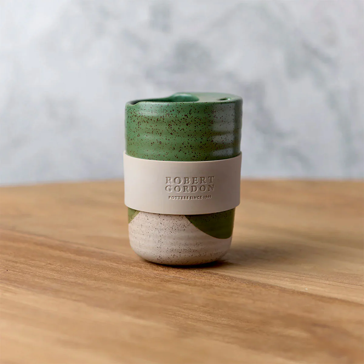 Travel Mug Green Speckle 350ml - Image 2