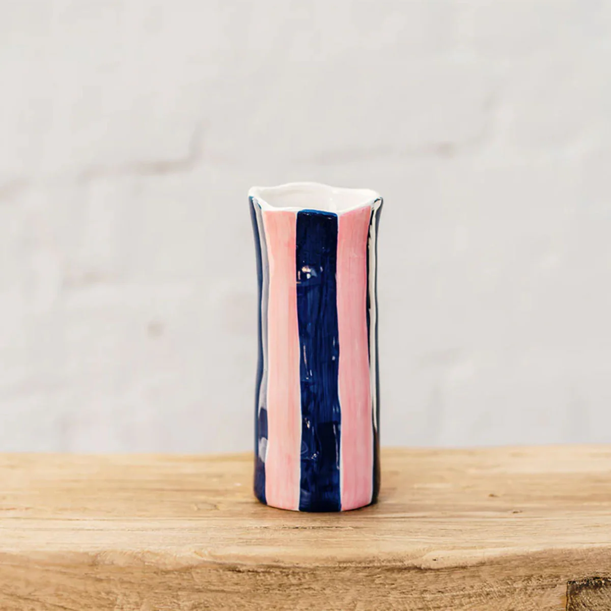 Vase Small Navy and Pink Stripe - Noss and Co