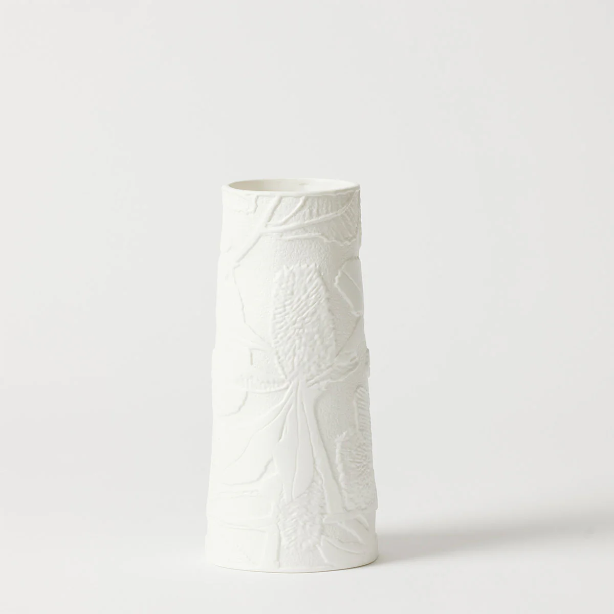 Vase Small Tall Banksia White - Pilbeam