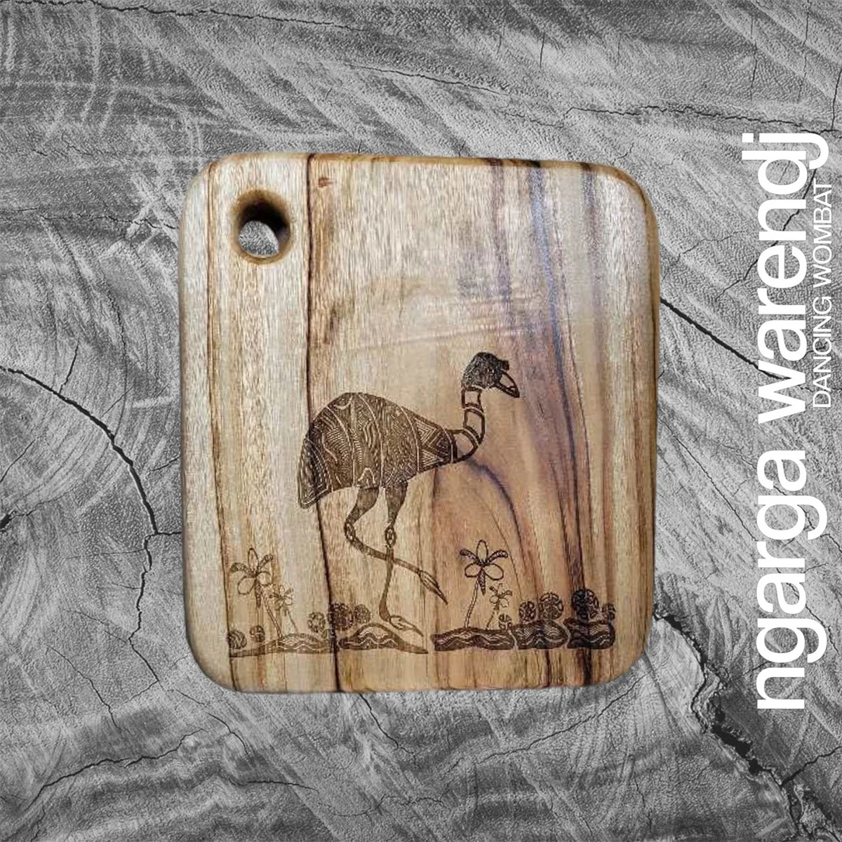 Wooden Board Square Emu Camphor Laurel 28x25x2.8cm - Ngarga Warendj