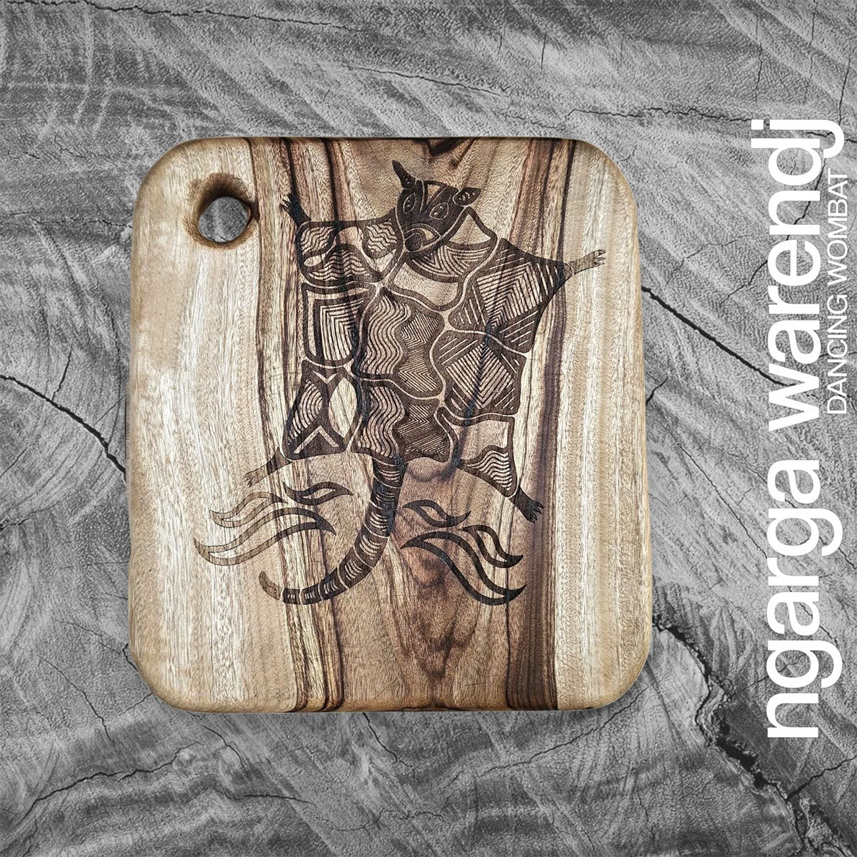 Wooden Board Square Possum Glider Camphor Laurel 28x25x2.8cm - Ngarga Warendj